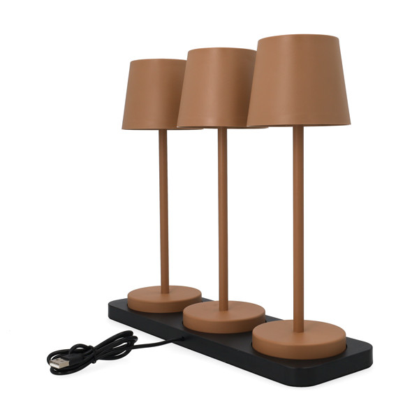 Oplaadbare tafellamp | 27.5 cm | 3000-6000K | Incl. oplaadstation | IP44 | 3 stuks | Taupe LCO00633 - 3