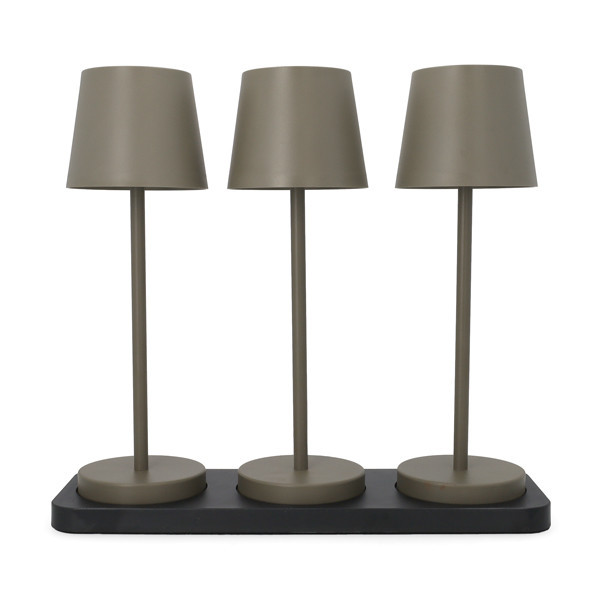 Oplaadbare tafellamp | 27.5 cm | 3000-6000K | Incl. oplaadstation | IP44 | 3 stuks | Taupe LCO00633 - 1