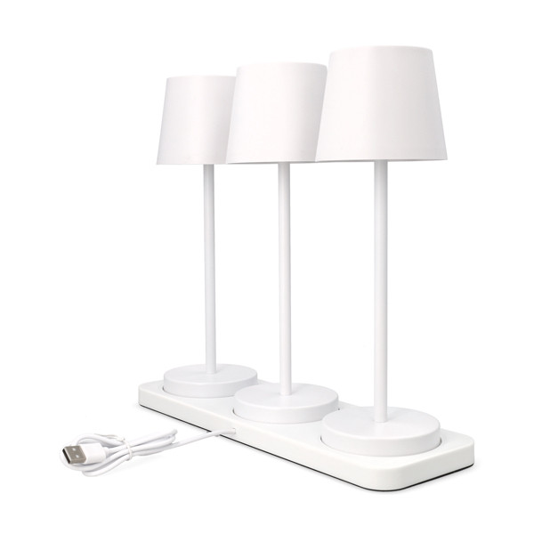 Oplaadbare tafellamp | 27.5 cm | 3000-6000K | Incl. oplaadstation | IP44 | 3 stuks | Wit LCO00632 - 3