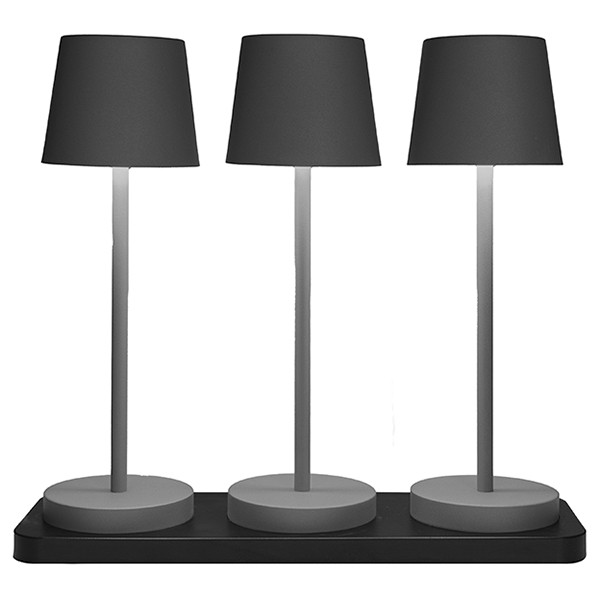 Oplaadbare tafellamp | 27.5 cm | 3000-6000K | Incl. oplaadstation | IP44 | 3 stuks | Zwart LCO00631 - 1