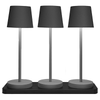 Oplaadbare tafellamp | 27.5 cm | 3000-6000K | Incl. oplaadstation | IP44 | 3 stuks | Zwart LCO00631