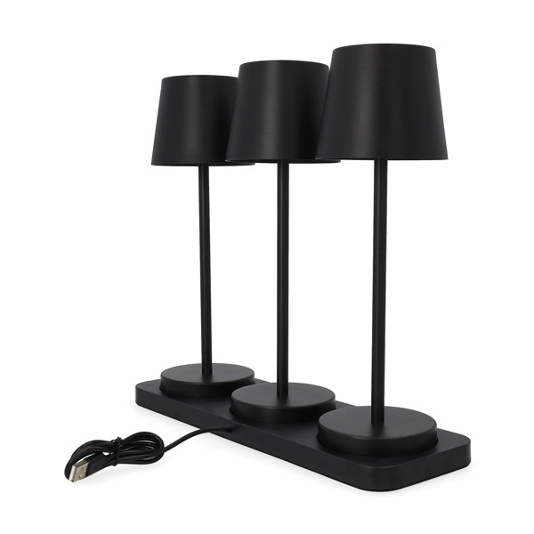 Oplaadbare tafellamp | 27.5 cm | 3000-6000K | Incl. oplaadstation | IP44 | 3 stuks | Zwart LCO00631 - 3