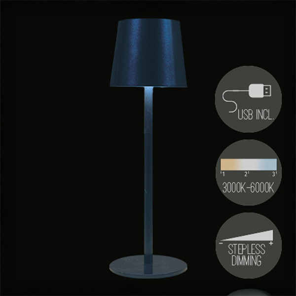 Oplaadbare tafellamp | 36.5 cm | 3000-6000K | Dimbaar | IP44 | Metallic blauw LCO00487 - 1