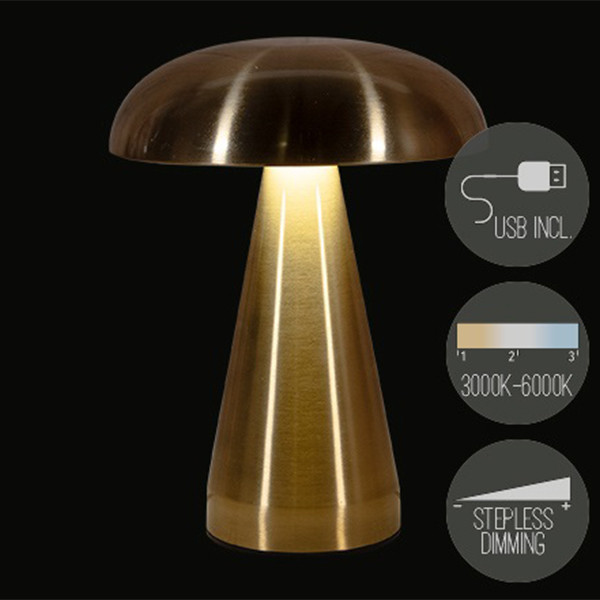 Oplaadbare tafellamp | Rond | 20.5 cm | 3000-6000K | Dimbaar | IP20 | Goud LCO00671 - 1