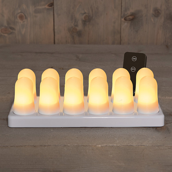 Oplaadbare vlamverlichting | 6,8 x 5 cm | | Wit | 12 stuks LCO00856 - 1