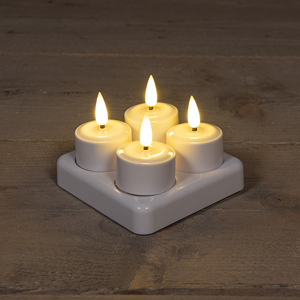 Anna Collection Oplaadbare waxinelichtjes | 3,8 x 5 cm | Wit | 3D vlam | 4 stuks  LCO00203 - 1
