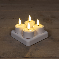 Anna Collection Oplaadbare waxinelichtjes | 3,8 x 5 cm | Wit | 3D vlam | 4 stuks  LCO00203