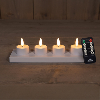 Anna Collection Oplaadbare waxinelichtjes 3.8 x 5 cm | Wit | 3D vlam | Startset | 4 stuks  LCO00241