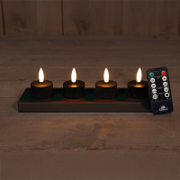Anna Collection Oplaadbare waxinelichtjes 3.8 x 5 cm | Zwart | 3D vlam | Startset | 4 stuks  LCO00243