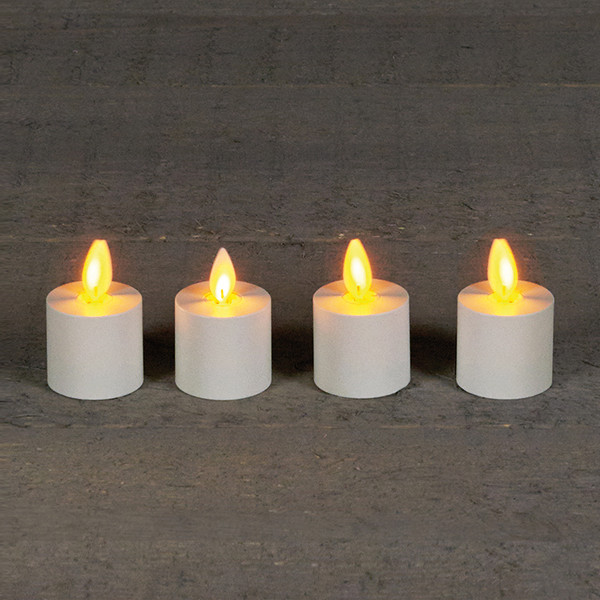 Anna Collection Oplaadbare waxinelichtjes 3,8 x 6 cm | Wit | Bewegende vlam | Uitbreiding | 4 stuks  LCO00208 - 1