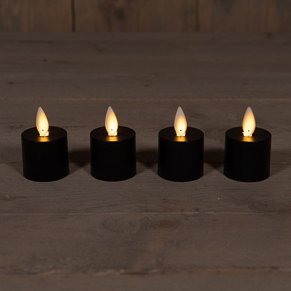 Anna Collection Oplaadbare waxinelichtjes 3,8 x 6 cm | Zwart | Bewegende vlam | Uitbreiding | 4 stuks  LCO00210 - 1