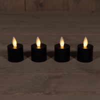 Anna Collection Oplaadbare waxinelichtjes 3,8 x 6 cm | Zwart | Bewegende vlam | Uitbreiding | 4 stuks  LCO00210
