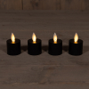 Oplaadbare waxinelichtjes 3,8 x 6 cm | Zwart | Bewegende vlam | Uitbreiding | 4 stuks