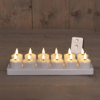 Oplaadbare waxinelichtjes 4 x 2.3 cm | Wit | 3D vlam | Startset | 12 stuks LCO00597