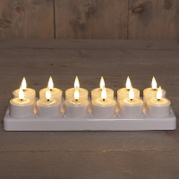 Oplaadbare waxinelichtjes 4 x 2.3 cm | Wit | 3D vlam | Startset | 12 stuks LCO00597