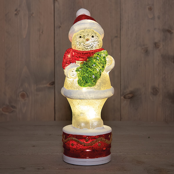 Sfeerlamp | Sneeuwpop | Draaiend, op voet, USB-C | 11 x 10 x 28,5 cm | Rood/Wit LCO00712 - 1