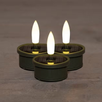Solar waxinelichtjes voor buiten | 3 stuks | 3D vlam | Olijfgroen LCO00641