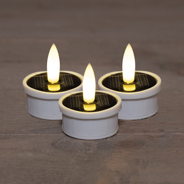 Solar waxinelichtjes voor buiten | 3 stuks | 3D vlam | Wit LCO00638 - 1