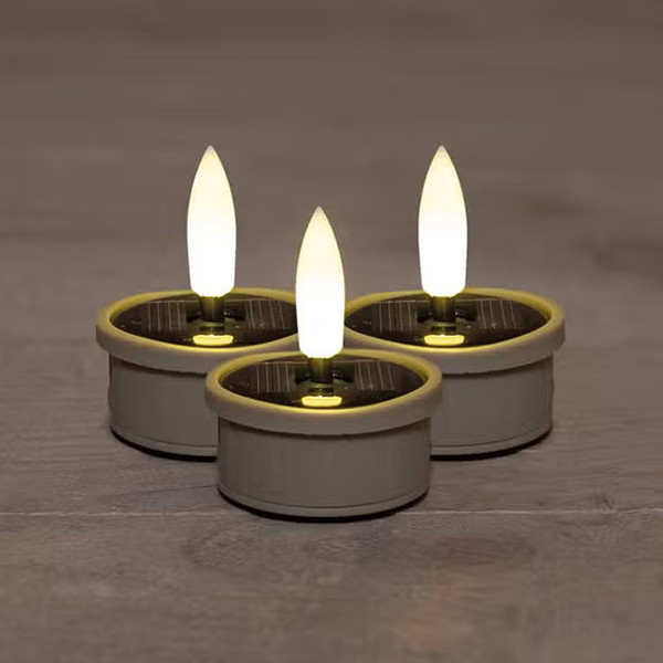 Solar waxinelichtjes voor buiten | 3 stuks | 3D vlam | Zand LCO00640 - 1