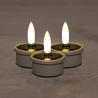 Solar waxinelichtjes voor buiten | 3 stuks | 3D vlam | Zandkleur LCO00640