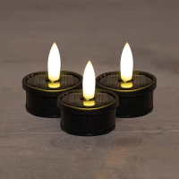 Solar waxinelichtjes voor buiten | 3 stuks | 3D vlam | Zwart LCO00639
