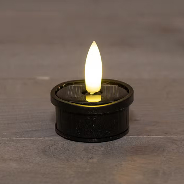 Solar waxinelichtjes voor buiten | 3 stuks | 3D vlam | Zwart LCO00639 - 2