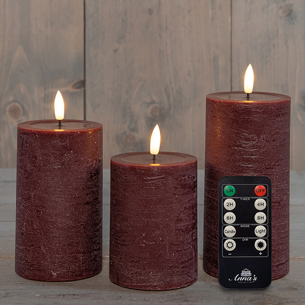 Stompkaars rustiek | 15 x 7,5 cm | 3x | Bordeaux | Binnen LCO00934 - 1