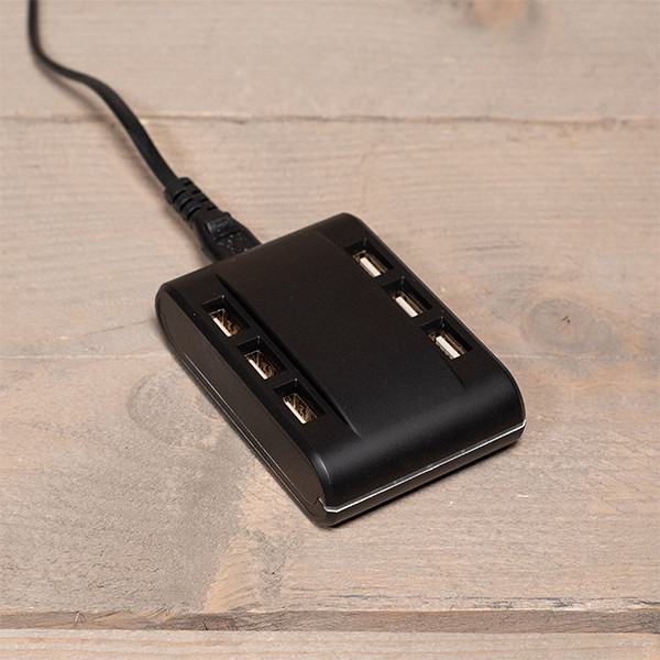 USB oplaadstation met 6 uitgangen | Geschikt voor 27.5 cm en 36.5 cm oplaadbare tafellamen | Zwart LCO00492 - 1