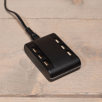 USB oplaadstation met 6 uitgangen | Geschikt voor 27.5 cm en 36.5 cm oplaadbare tafellamen | Zwart LCO00492