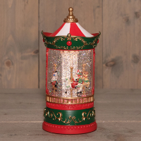 Waterlantaarn op batterijen | Draaimolen | Glitterwater | 12.5 x 25.5 cm | Groen/Rood LCO00831