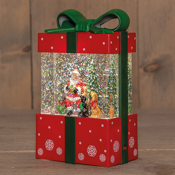Waterlantaarn op batterijen | Geschenkdoos met kerstman | Glitterwater | 11.5 x 19 cm | Rood LCO00820 - 1