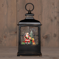 Waterlantaarn op batterijen | Kerstman | Glitterwater | 12.5 x 8 x 27 cm | Warm wit LCO00836