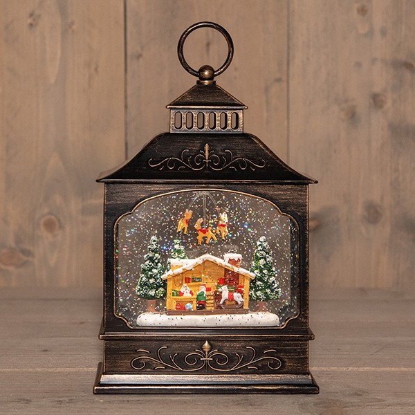 Waterlantaarn op batterijen | Kerstman met rendier | Glitterwater | 18.5 x 8.5 x 27.5 cm | Warm wit LCO00826 - 1