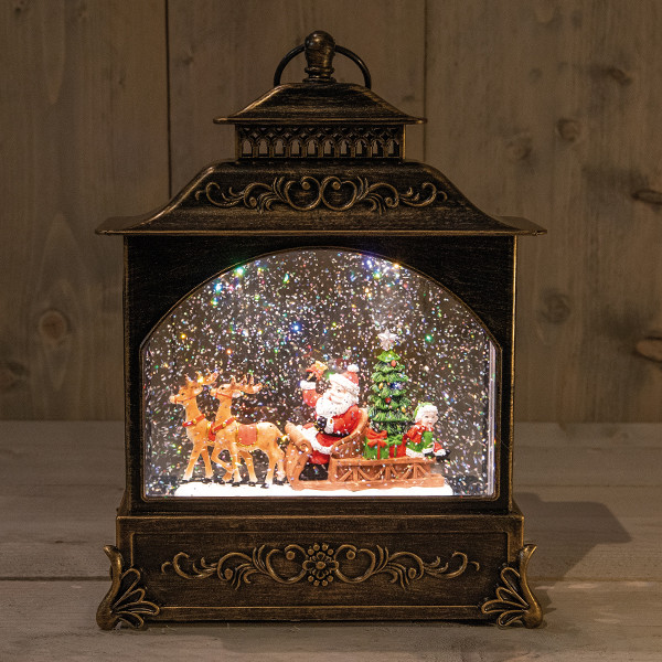 Waterlantaarn op batterijen | Kerstslee | Glitterwater | 22 x 8 x 29 cm | Warm wit LCO00833 - 1