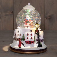 Waterlantaarn op batterijen | Landschap met kerstman | Glitterwater | 15 x 21 cm | Warm wit LCO00829