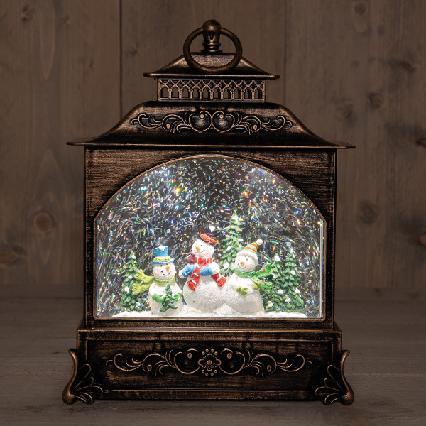 Waterlantaarn op batterijen | Sneeuwpop | Glitterwater | 22 x 8 x 29 cm | Warm wit LCO00834 - 1