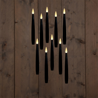 Zwevende kaarsen op batterijen | 15 cm | Warm wit | Inclusief toverstok | Zwart | 10 stuks LCO00524
