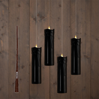 Zwevende kaarsen op batterijen | 18 x 5 cm | Warm wit | Inclusief toverstok | Zwart | 4 stuks LCO00523