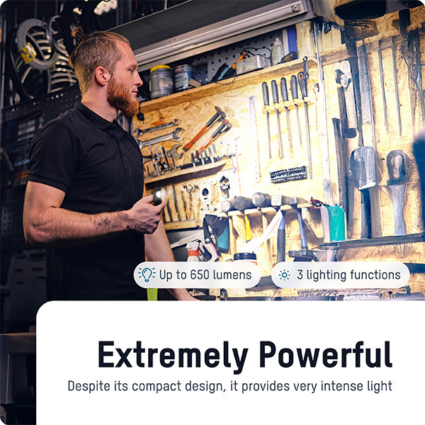 Ansmann LED zaklamp op batterijen | 650 lumen | Max. 35 meter | IP20 | Zwart LAN00111 - 2