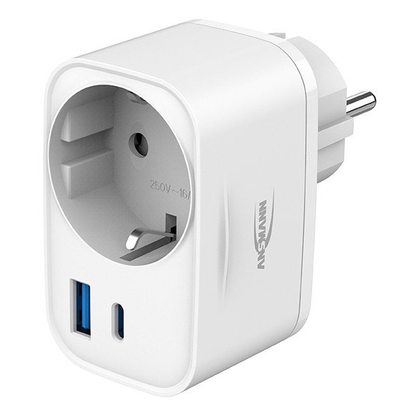 Ansmann adapterstekker 20W | Type F, USB-C, USB-A | Geschikt voor Nederland | Wit LAN00107 - 1