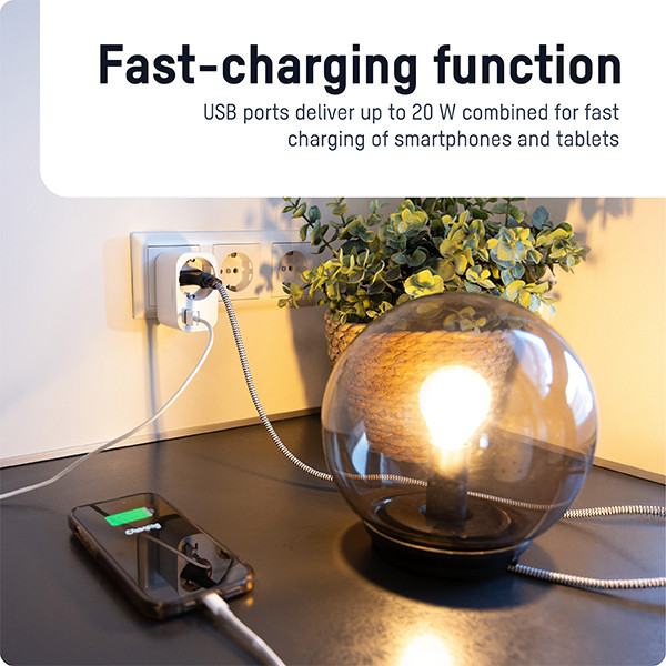 Ansmann adapterstekker 20W | Type F, USB-C, USB-A | Geschikt voor Nederland | Wit LAN00107 - 3