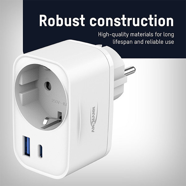 Ansmann adapterstekker 20W | Type F, USB-C, USB-A | Geschikt voor Nederland | Wit LAN00107 - 4
