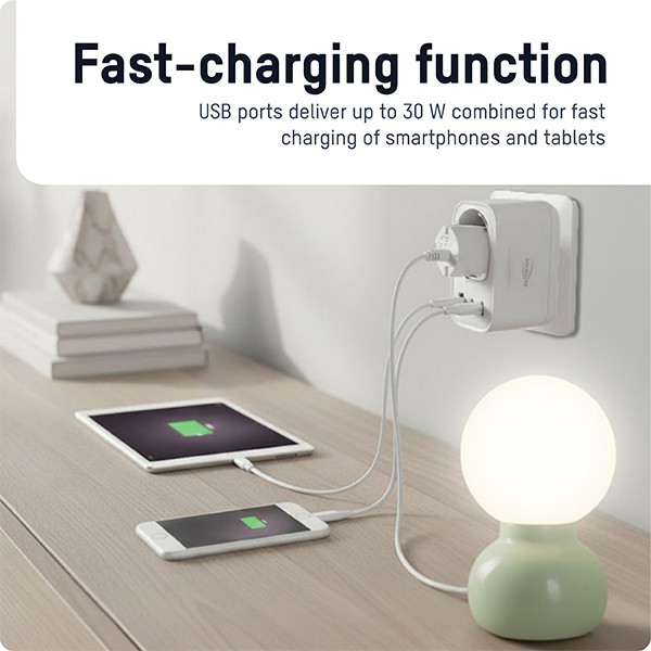 Ansmann adapterstekker 30W | Type F, USB-C, USB-A | Geschikt voor Nederland | Wit LAN00108 - 3