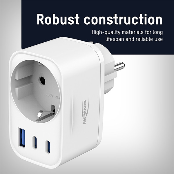 Ansmann adapterstekker 30W | Type F, USB-C, USB-A | Geschikt voor Nederland | Wit LAN00108 - 4