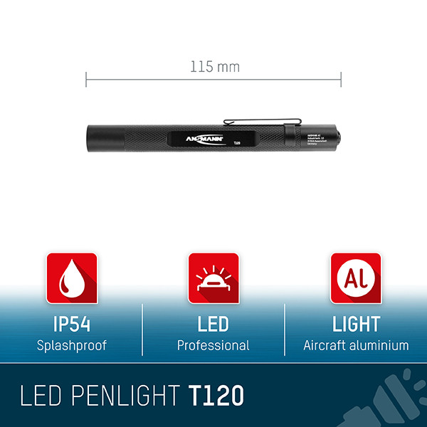 Ansmann inspectielamp op batterijen | Future T120 | 2x AAA | 130 lumen | IP54 | Zwart  LAN00017 - 5