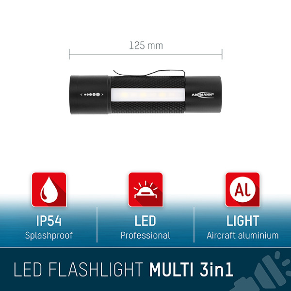 Ansmann zaklamp op batterijen | Future Multi 3-in-1 | 3x AAA | 220 lumen | IP54 | Zwart  LAN00025 - 5