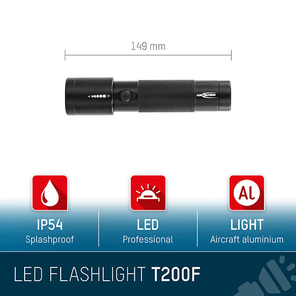 Ansmann zaklamp op batterijen | Future T200F | 3x AAA | 200 lumen | IP54 | Zwart  LAN00029 - 5