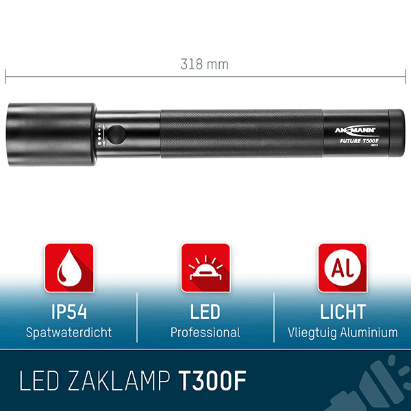 Ansmann zaklamp op batterijen | Future T500F | 3x D | 710 lumen | IP54 | Zwart  LAN00031 - 4