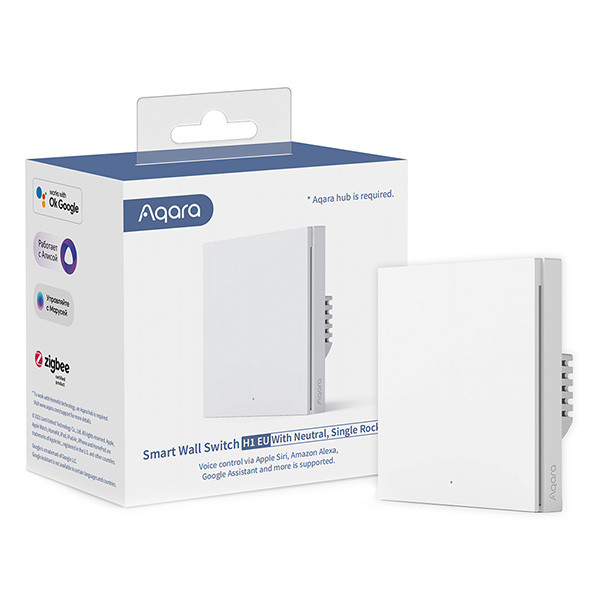 Aqara Inbouw schakelaar H1 | Met nuldraad | 1 knop | Zigbee | Wit  LAQ00028 - 1