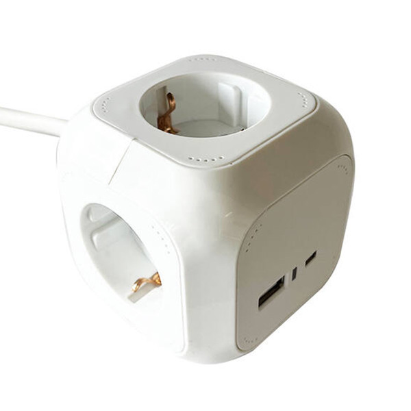 Stekkerblok 5-voudig | 1.4 meter | Incl. USB-A en USB-C | Wit LBR00014 - 1